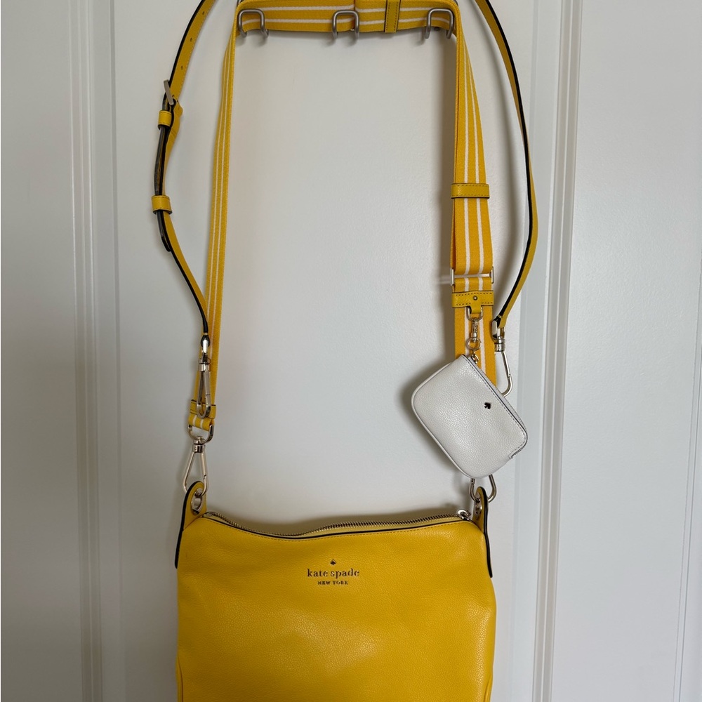 Kate Spade Vibrant Yellow Crossbody Bag with White Accent
